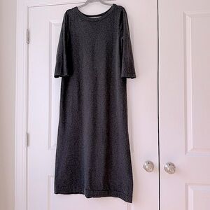 J.Jill Dark Gray Sweater Dress, Silk Blend, Large